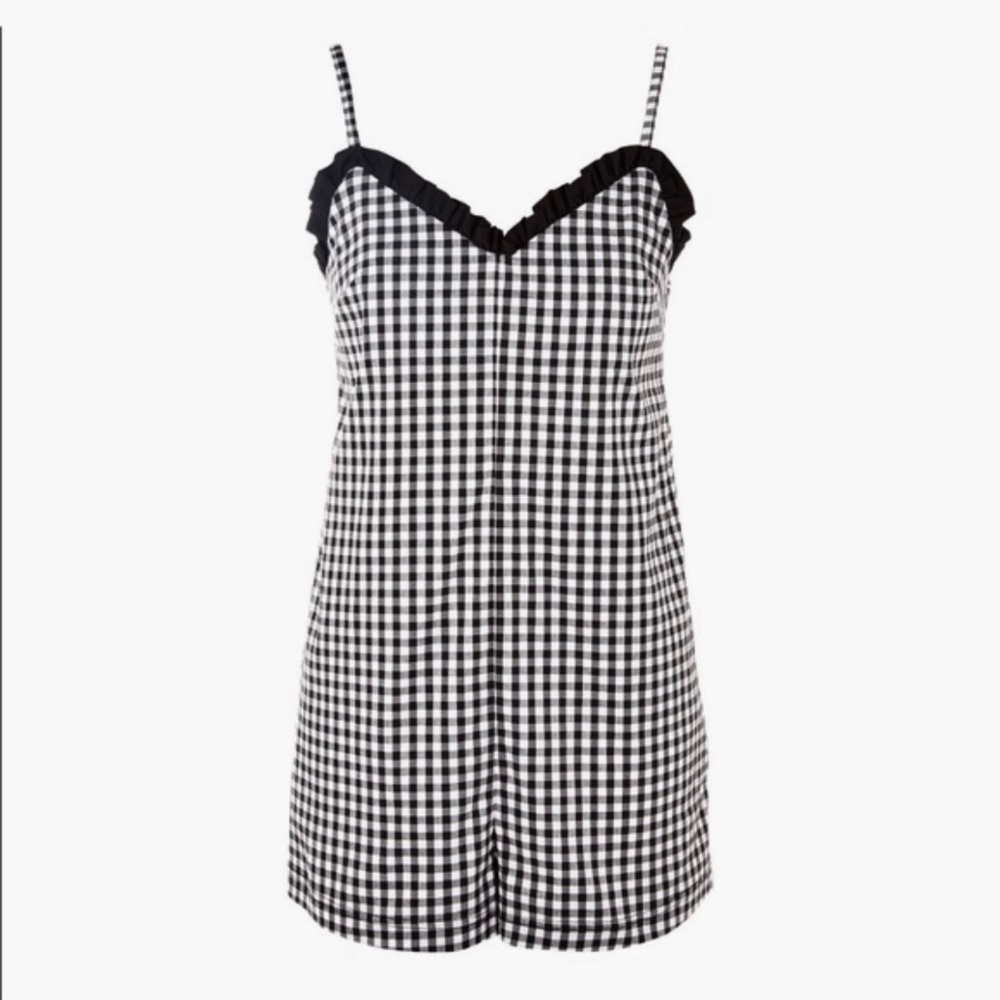 🖤 TOPSHOP Gingham Romper | Size 10 | Black/White | NWT 🖤